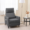 Push Back Recliner Chair Grey Linen Fabric Reclining Armchair