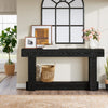 63 Inch Black Long Console Table, 2-Tier Farmhouse Wooden Narrow Entryway Table