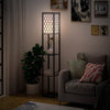 Modern Shelf Floor Lamp 4-tier Wooden Open Shelves Black White UK