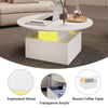 Coffee Table with LED Lights Wood 2 Drawers Storage Center Table for Living Room