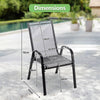 Stackable Garden Chairs Set of 4 Outdoor Patio Furniture Weather-Resistant Grey