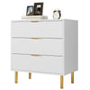 3 Drawer Chest of Drawers w/ Metal Legs, Bedroom Bedside Storage Cabinet Hallway