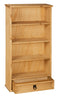Corona DVD Rack 1 Drawer Bookcase Storage - Mexican Solid Pine, Waxed Distressed