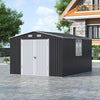 10X12FT Galvanised Metal Garden Shed Outdoor Tool Bike Storage House Lockable