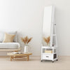Jewelry Cabinet with Full Length Mirror & Drawer & Wheels, 360° Rotating