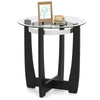 Glass End Table 61cm Round Side Table with Tempered Glass Top-Black