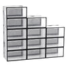 12 x Stackable Foldable Boxes Trainers Organiser Clear Plastic Shoe Storage Box