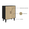 Wooden Storage Cabinet with Rattan Decorating Buffet Sideboard Accent Cabinet