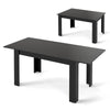 Extendable Dining Table Modern Kitchen Table w/ L-shaped Legs Black