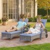 Rattan Sun Lounger Set Wicker Recliner Bed Side Table Garden Furniture Cushion