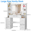 Vanity Makeup Desk + Vanity Mirror 7 Drawers LED Light Bulbs Dressing Table