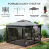 3 x 3(m) Pop Up Gazebo Tent with Netting, Height Adjustable, Grey