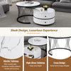 Round Nesting Coffee Table Set of 2 End Table Center Table with Storage Drawers