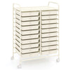 20 Drawers Storage Trolley with 4 Wheels for Beauty Salon-White