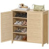 Bamboo Shoe Cabinet with Louvered Doors, 14 Pairs Footwear Cupboard for Hallway