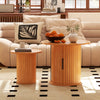 40CM/60CM Coffee Table Round Wood Side Table Sets With Hidden Storage Walnut