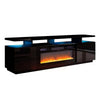70inch Gloss Black TVs Stand Unit Cabinet with Electric Fireplace & 12 LED Light