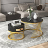 Coffee Table Nesting Set of 2 Side Table Golden Frame Marble Effects With Drawer
