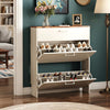 Slim Shoe Cabinet 3 Tier Drop Down Hallway Storage Unit