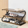 3 Tiers Metal Frame Shoe Rack Storage Organizer Wooden Footwear Stand Shelves UK