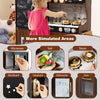 Wooden Play Kitchen Kids Pretend Play Toy w/Microwave Ice Make-Brown