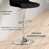 Black Faux Leather Bar Stools Set of 2, Height Adjustable Swivel for Kitchen UK