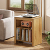 Industrial Record Player Cabinet with Wheels, Vinyl CD Media Storage Side Table