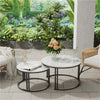 Coffee Table Set of 2 Nesting Accent TablesWhite Marble Top Stacking Side Desk
