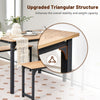 3-Piece Dining Table Set Industrial Breakfast Kitchen Table Set with 2 Benches