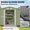 Outsunny 9 x 6FT Galvanised Garden Storage Shed with Sliding Door, Light Green