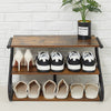 3 Tiers Metal Frame Shoe Rack Storage Organizer Wooden Footwear Stand Shelves UK