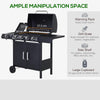 Outdoor Gas BBQ Grill 4+1 Burner Garden Barbecue Cooker Trolley Side Shelves