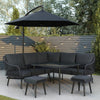 8 Seater Black Garden Corner Sofa Set with Rope Effect with Matching Dini FTR211