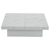 White Marble Look Coffee Table with Sliding Drawers, 90x90cm Square End Table