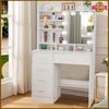 White Dressing Table Vanity Makeup Desk with LED Mirror 5 Drawers & Open Shelves