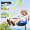 Adjustable 4-in-1 Kids Swing Set with Saucer Swing Basketball Hoop Football Goal