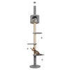 Floor to Ceiling Cat Tree Tower 224-256cm Climbing Scratching Post with Condo