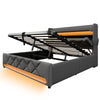 LED Upholstered Bed 6ft Super King Bed with Hydraulic Storage & Headboard, Grey