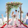 Wooden Garden Arch Plant Climbing Trellis Wedding Arbor for Patio Lawn Backyard