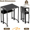 Folding Desk with Storage Shelf Rolling Desk on Wheels Foldable Computer Table