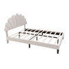 DOUBLE BED 135X190 CM VELVET UPHOLSTERED PLATFORM BED FRAME WITH HEADBOARD BEIGE