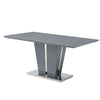 Memphis Large High Gloss Dining Table In Grey With Glass Top