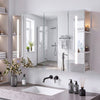 Double Door LED Bathroom Mirror Cabinet Cupboard With Side Shelves Wall Mounted