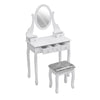 White Dressing Table Set with 5 Drawers Mirror and Stool Makeup Vanity Table