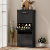 Slim Shoe Storage Cabinet with 3 Flip Drawers for Entryway, Black