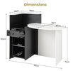 Office Reception Desk Front Counter Desk w/ Adjustable Shelf-White+Black