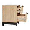 Two-Drawer Rattan Door Bedside Table Home Cabinet Bedroom Storage Black Frame UK