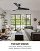 VONLUCE 52" Modern Ceiling Fan w Light & Remote 6 Speeds Reversible Motor 132cm