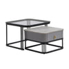Square Nesting Coffee Table Set of 2 Stacking Side Tables with 2 Drawers Storage