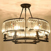 Vintage Round Crystal Chandelier Industrial Ceiling Chandelier Flush Mount Light